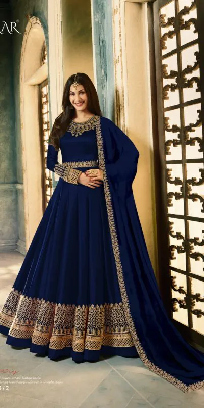 Fragile Blue Color Rangoli With Cording Work Anarkali Suit