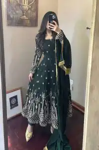 go-on-fancy-look-with-green-color-sequins-embellished-anarkali