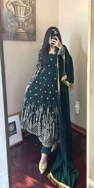 go-on-fancy-look-with-green-color-sequins-embellished-anarkali