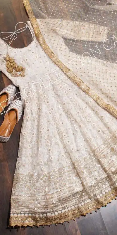 Impressive White Color Embroidery With Sequence Work Gown