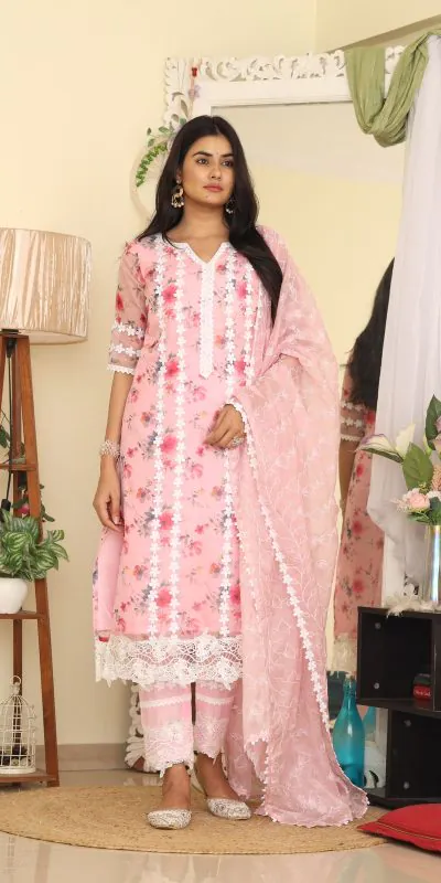 RTC 8043 Light Pink Color Organza Silk Digital Printed Thread Anarkali Suit Casual, Wedding, Festive, Events Etc. Expected Delivery 4-6 Working Days @1799/- | Anarkali Suits, Bollywood Anarkali, Creative-Anarkali, Designer Anarkali, Embroidered Anarkali, Party Wear Anarkali