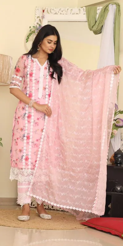 RTC 8043 Light Pink Color Organza Silk Digital Printed Thread Anarkali Suit Casual, Wedding, Festive, Events Etc. Expected Delivery 4-6 Working Days @1799/- | Anarkali Suits, Bollywood Anarkali, Creative-Anarkali, Designer Anarkali, Embroidered Anarkali, Party Wear Anarkali