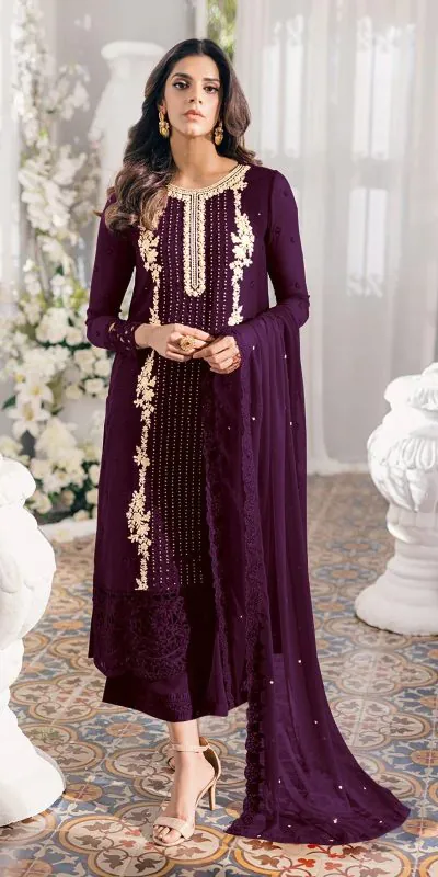 FC Mariya 1032 Purple Color Heavy Georgette Embroidery Anarkali Suit Wedding, Party, Festive events, etc. Expected Delivery  4-6 Working Days @1949/- | Anarkali Suits, Bollywood Anarkali, Creative-Anarkali, Designer Anarkali, Embroidered Anarkali, Party Wear Anarkali