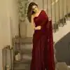 Perfect Maroon Color Georgette Heavy Sequins Embroidery Saree