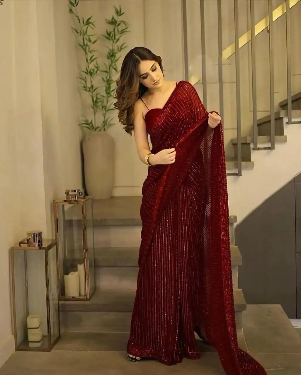 DF 3372 Maroon Georgette Heavy Sequins Embroidery Saree Casual, Party Wear, Wedding, Events, Festivals Wear Etc. Expected Delivery 4-6 Working Days 1799/- | Bollywood Sarees, Creative Sarees, Designer Sarees, Embroidered Sarees, Ethnic Saree, Modern Digital sarees, Party Wear Sarees, Sarees