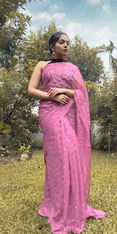 Stylish Purple Color Georgette Fancy Sequence Work Saree