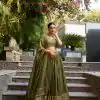 Mehndi Chanderi Plain With Zari Weaving Work Border Lehenga Choli