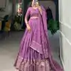 Lavender Chanderi Weaving Lehenga Choli