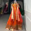 YNF 5302 Orange Color Jacquard Silk Paithani Designer Gown Casual, Wedding Festive, Events, Designer Party Wear Expected Delivery 4-6 Working Days @2549 | Bollywood Gowns, Creative Gowns, Designer Gowns, Embroidered Gowns, Gowns, Party Wear Gowns