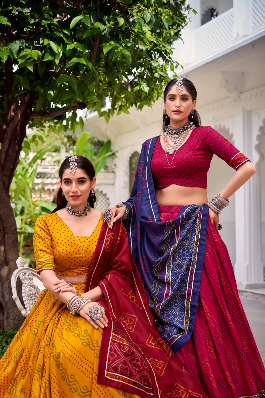 Pink Tasar Silk Bandhej Print Lehenga Choli - Image 2