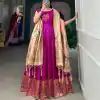YNF 5302 Purple Color Jacquard Silk Paithani Designer Gown Casual, Wedding Festive, Events, Designer Party Wear Expected Delivery 4-6 Working Days @2549 | Bollywood Gowns, Creative Gowns, Designer Gowns, Embroidered Gowns, Gowns, Party Wear Gowns