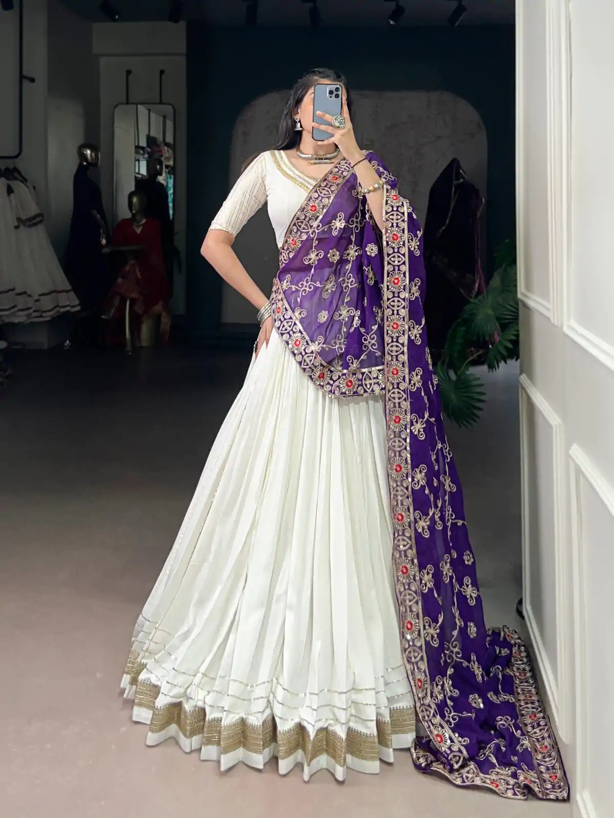 White Rayon Lace Touch Up Lehenga Choli