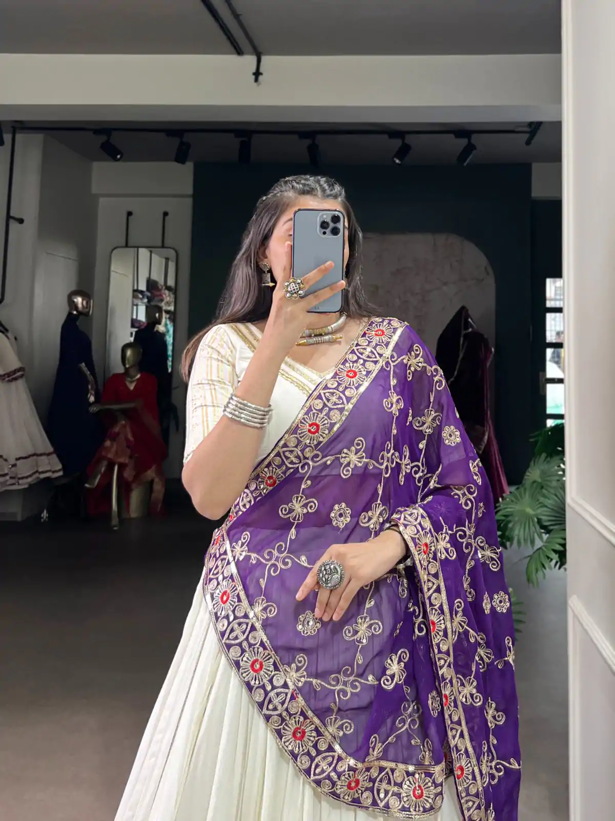 White Rayon Lace Touch Up Lehenga Choli - Image 2