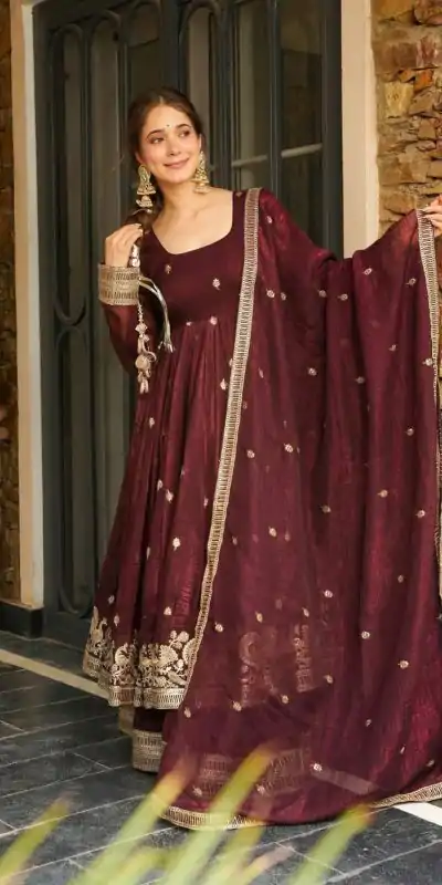 SSR 521 Maroon Crunchy Silk Embroidery Work Salwar Suit Wedding, Party, Festive, Events, Navratri Garba, Anniversary, Haldi,Best Price ₹2449. | Casual Suits, Jump Suits, Creative suits, Designer Suits, Palazzo Suits, Party Wear Suits, Patiala Suits, Salwar suit, Straight Suits