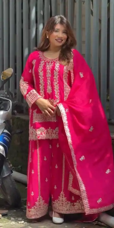 Pink Blooming Georgette Sequence Salwar Suit