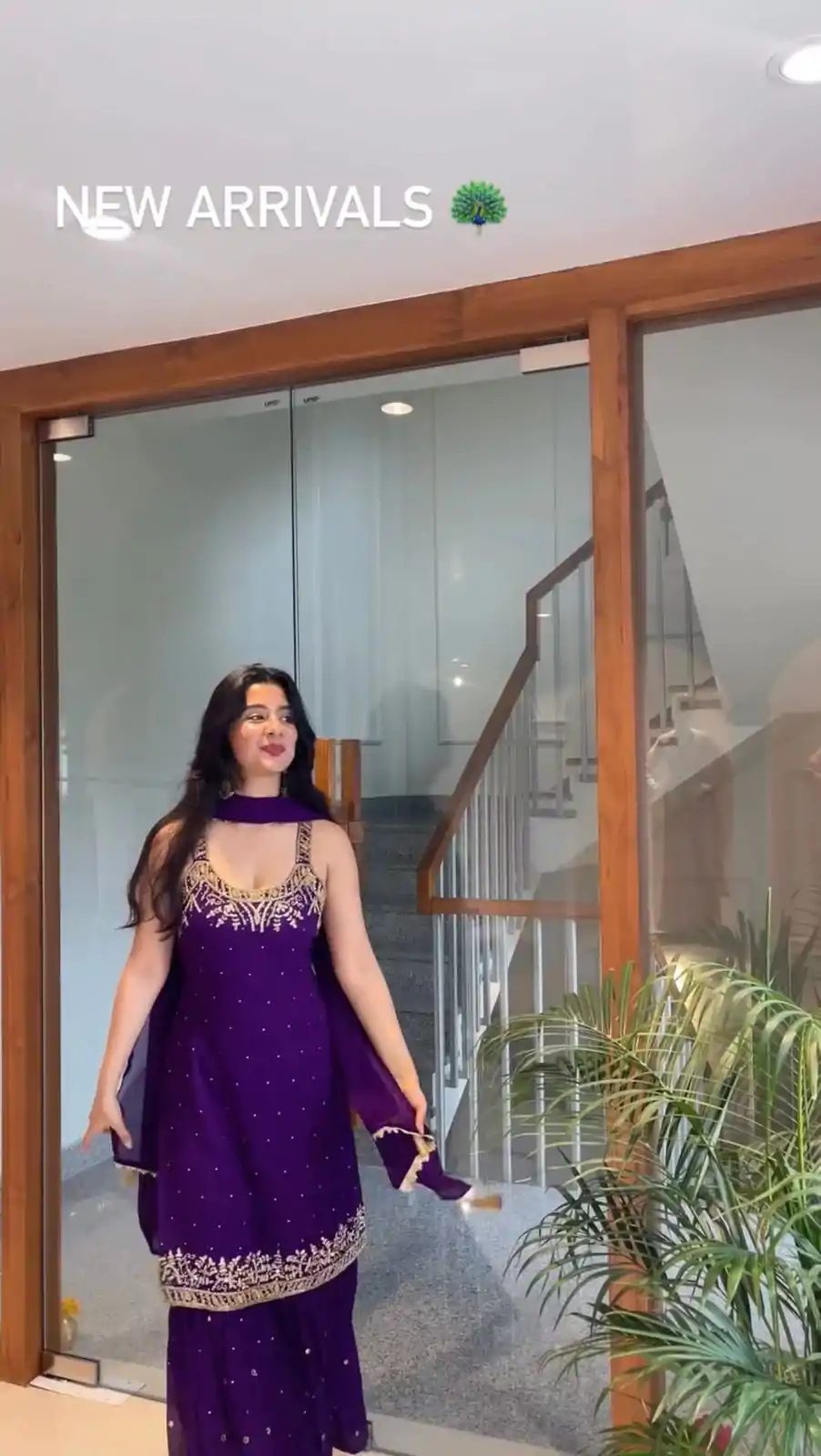 Purple Faux Georgette With Lace Work Salwar Suit - Image 2