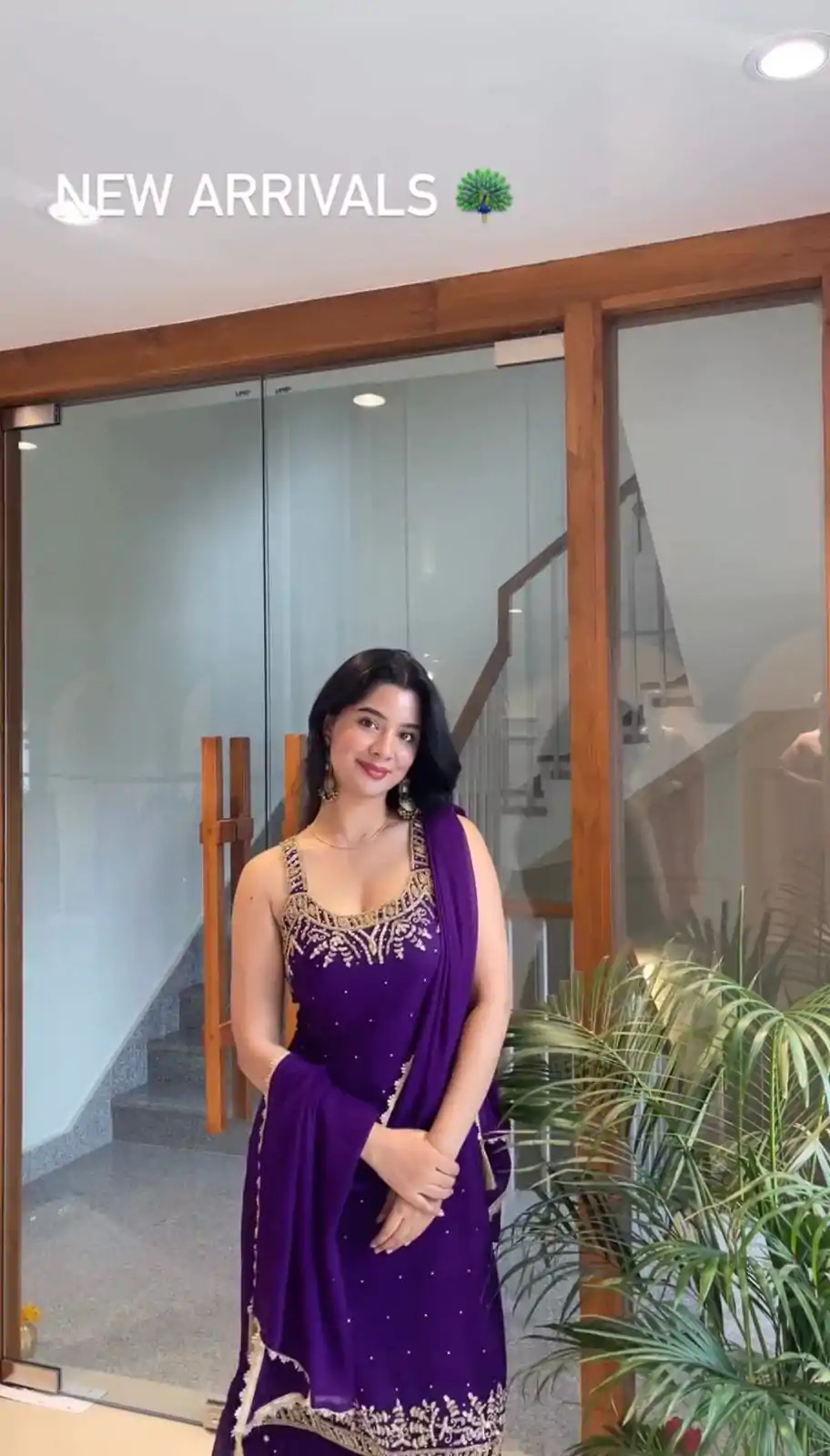 Purple Faux Georgette With Lace Work Salwar Suit