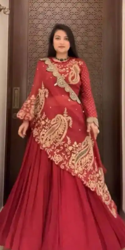 BE 400 Red Georgette Lehenga Choli Perfect for Wedding, Party, Pooja, Cultural Events, Baisakhi . Now at just ₹2449. Delivery 4-6 Working Days. Shop now | Bollywood Lehenga, Creative Lehenga, Designer Lehenga, Embroidered Lehenga, Lehenga, Party Wear Lehenga