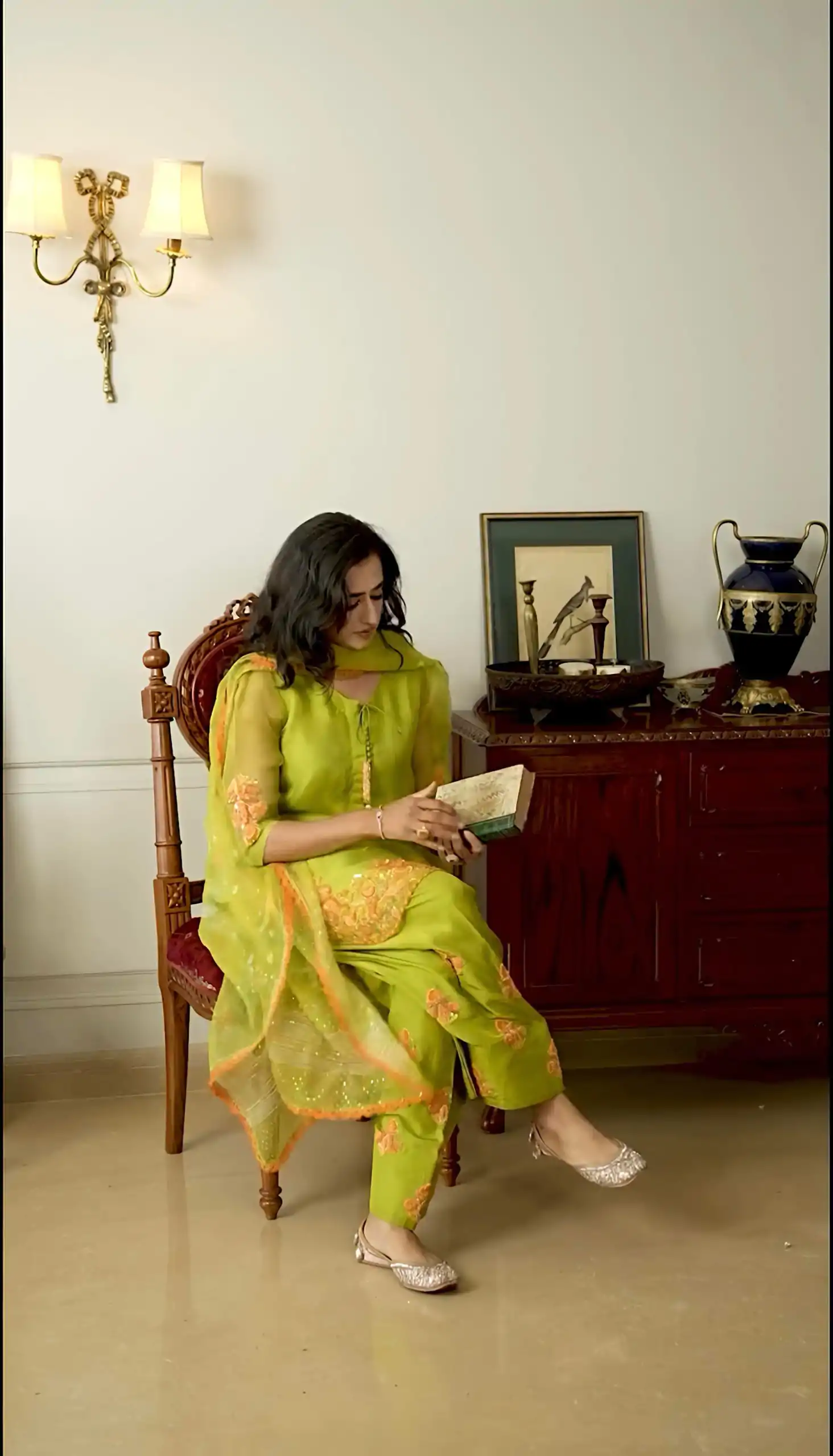 Sea Green Natural Crep Silk Sequence Work Salwar Suit - Image 2