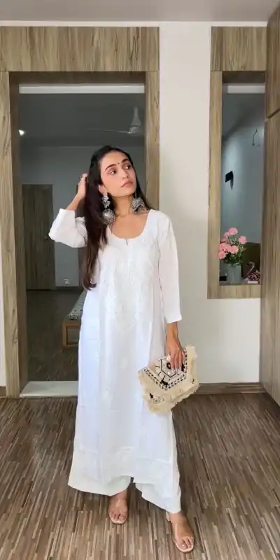 BE 390 White Color Rayon Embroidery Sequence Salwar Suit with Work. Festive Deal ₹1749. Delivery 4-6 Working Days. Shop now. | Casual Suits, Jump Suits, Creative suits, Designer Suits, Palazzo Suits, Party Wear Suits, Patiala Suits, Salwar suit, Straight Suits