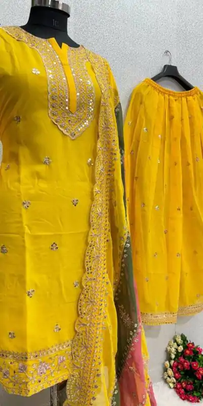 KF 1627 Yellow Georgette Salwar Suit Perfect for Wedding, Party, Diwali, Traditional Day, Bridal Wear. Get it for ₹2149. Delivery 4-6 Working Days | Casual Suits, Creative suits, Designer Suits, Palazzo Suits, Party Wear Suits, Patiala Suits, Salwar suit, Straight Suits
