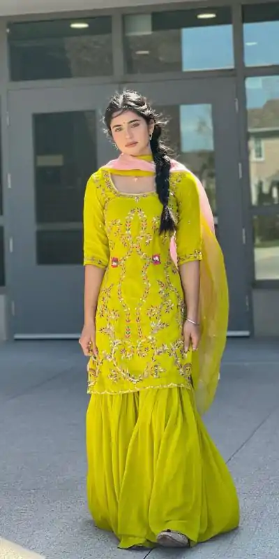 Yellow Georgette With Embroidery Work Salwar Suit