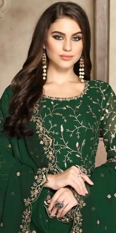 FC 94001 Green Color Georgette Multi Thread Zari Stich Anarkali Suit Wedding, Party, Festive events, etc. Expected Delivery  4-6 Working Days @2399/- | Anarkali Suits, Bollywood Anarkali, Creative-Anarkali, Designer Anarkali, Embroidered Anarkali, Party Wear Anarkali