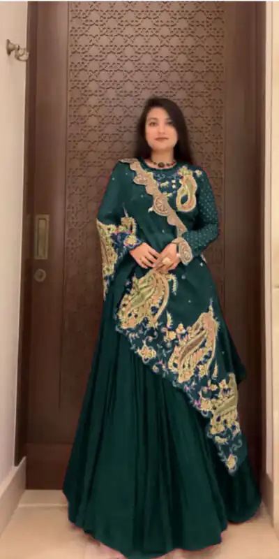 BE 400 Peacock Blue Georgette Lehenga Choli Perfect for Wedding, Party, Pooja, Cultural Events, Now at just ₹2449. Delivery 4-6 Working Days. Shop now | Bollywood Lehenga, Creative Lehenga, Designer Lehenga, Embroidered Lehenga, Lehenga, Party Wear Lehenga