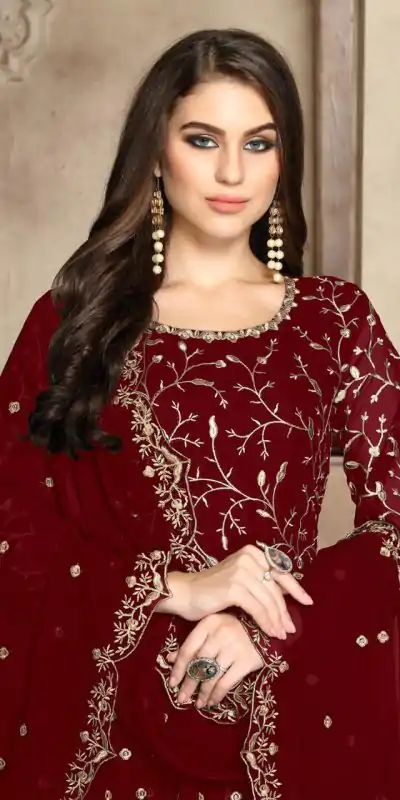 FC 94001 Red Color Georgette Multi Thread Zari Stich Anarkali Suit Wedding, Party, Festive events, etc. Expected Delivery  4-6 Working Days @2399/- | Anarkali Suits, Bollywood Anarkali, Creative-Anarkali, Designer Anarkali, Embroidered Anarkali, Party Wear Anarkali