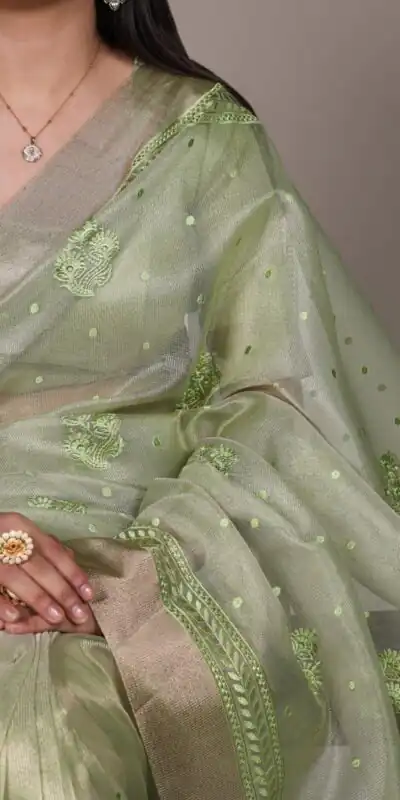 YNF 7402 Pista Color Poly Shimmer Saree with Embroidery Work. Wedding, Party, Festive Festive Deal ₹2499. Delivery 4-6 Working Days. Shop now. | Creative Sarees, Embroidered Sarees, Bollywood Sarees, Designer Sarees, Ethnic Saree, Modern Digital sarees, Party Wear Sarees, Sarees