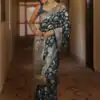 Navy Blue Soft Lichi Silk All Over Work Saree