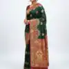 Green Paithani Silk Border Lace Work Saree