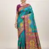 Blue Paithani Silk Border Lace Work Saree