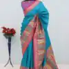 Blue Paithani Silk Woven Motifs Work Saree