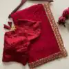 Maroon Faux Georgette Embroidery Mirror Work Saree