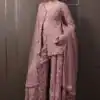 Light Pink Faux Georgette Lace Work Salwar Suit