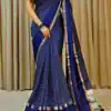 Blue Dola Silk Lace Border Sequins Work Saree