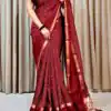 Red Dola Silk Lace Border Sequins Work Saree