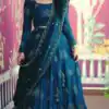 Blue Chinon Sequence Work Lehenga Choli