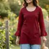 Maroon Rayon Chikan Work Kurti