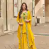 Yellow Georgette Embroidery Lace Work Salwar Suit