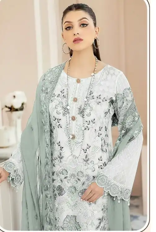 Sea Green Georgette With Embroidery Work Salwar Suit - Image 2