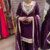 Purple Velvet Mirror Embroidery Work Salwar Suit