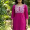 Pink Rayon Thread Work Kurti