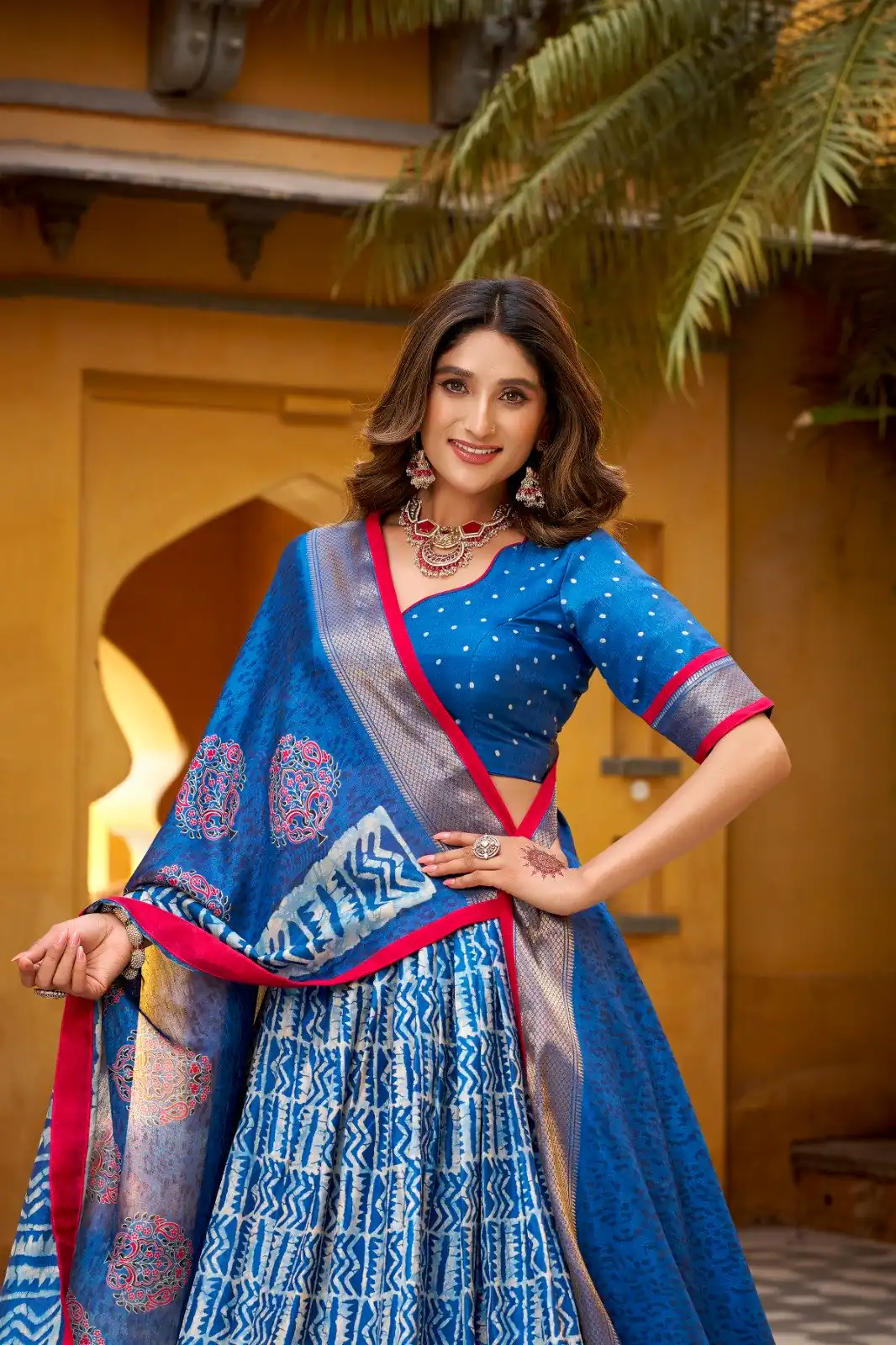 Blue Dola Silk Zari Weaving Work Lehenga Choli - Image 3