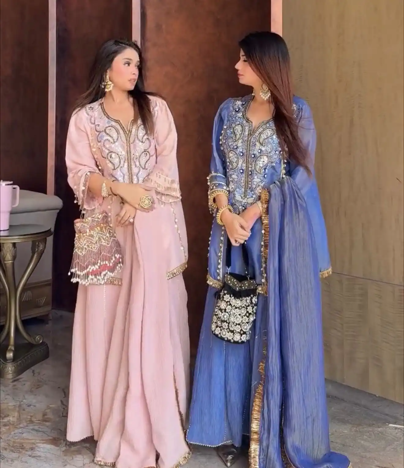 Lavender Chinon Lace Embroidery Work Salwar Suit