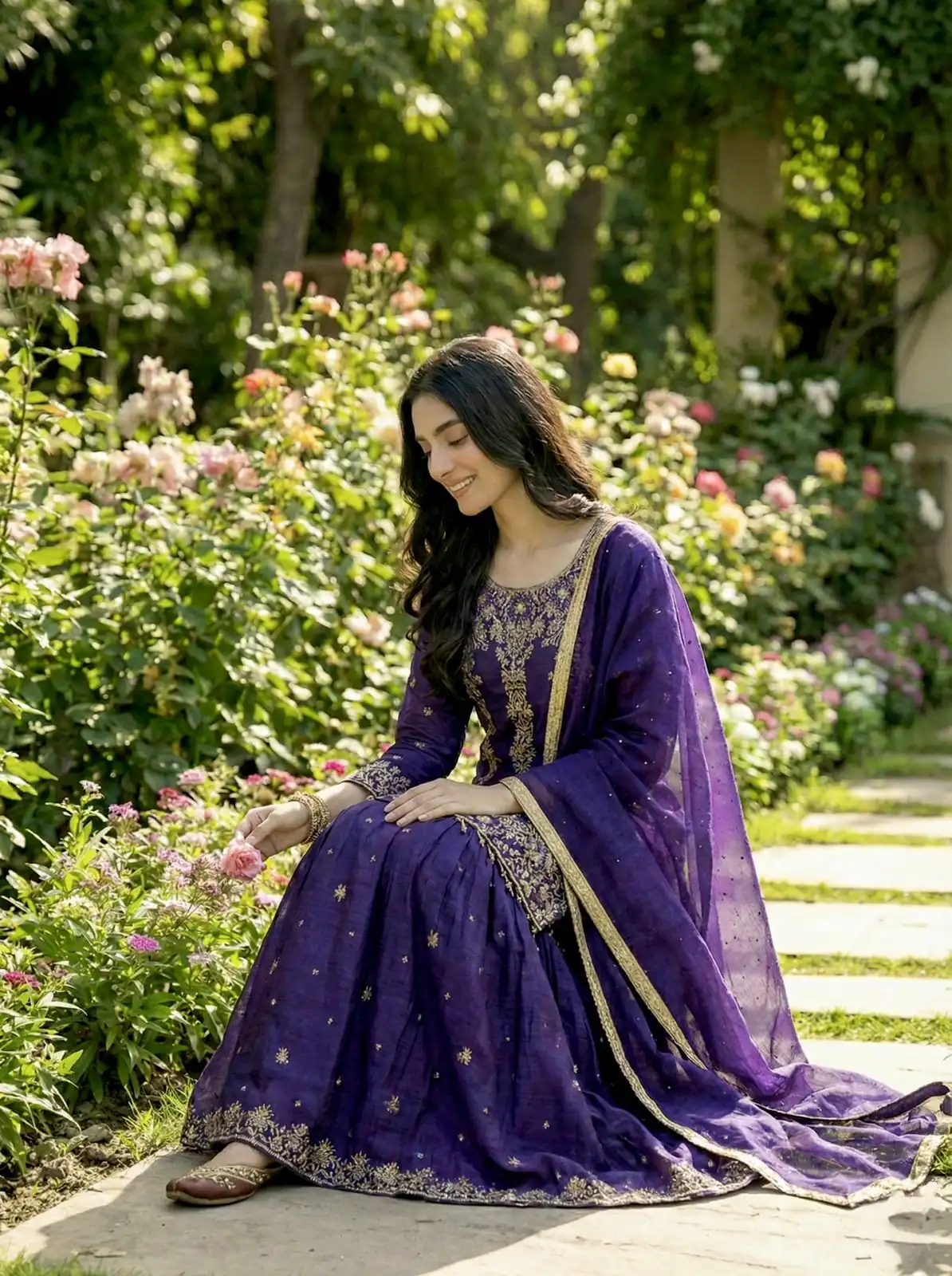 Purple Organza Silk Sequence Work Salwar Suit - Image 3