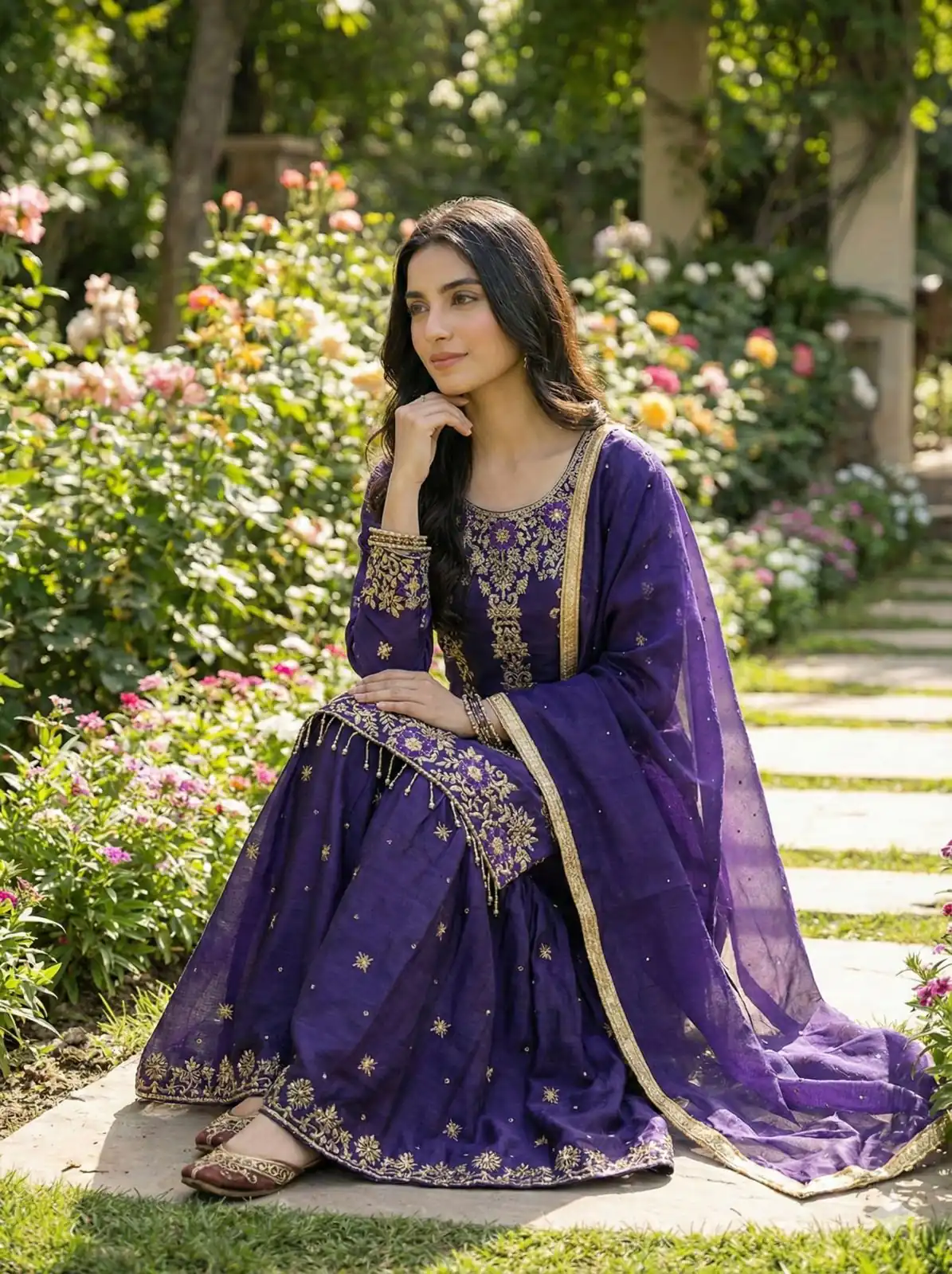 Purple Organza Silk Sequence Work Salwar Suit - Image 4
