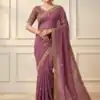 Onion Star Georgette Embroidery Work Saree