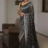 Black Lichi Silk Jacquard Border Work Saree